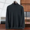 Suéter de cachemira para hombre de cuello alto medio, de una sola línea, sin costuras, otoño e invierno, ajuste holgado, estilo coreano, tejido, talla grande, camiseta base de lana, transfronterizo