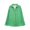 Para Comércio Exterior Transfronteiriço Europeu e Americano Roupas Femininas Aliexpress Mais Vendidas Verão Simples Versátil Colorido Listrado Vertical Camisa de Manga Longa