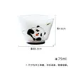 Moji pintado à mão panda chá xícara kung fu conjunto de chá cerâmica telha fina chá xícara doméstica única cor sob esmalte xícara pequena