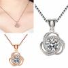 Pingente de Coração Giratório Estilo Coreano Banhado a Ouro Branco 18K Diamante Mosan de 3 Quilates Pingente Conjunto de Luxo com Pingente de Trevo de Três Folhas