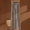 Pantalones de Punto de Lana 100% Pierna Ancha para Mujer Otoño Invierno Cintura Alta Adelgazantes Caída Pierna Recta Largo Hasta el Suelo Casual