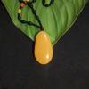 Pingente de jade branco afegão semente de gelo pedra original pingente gota d'água cor de leucorreia suet com corrente para suéter