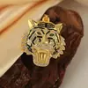 Marca de nueva ola transfronteriza dominante cabeza de tigre de diamantes completos colgante de gota de aceite chapado en cobre personalidad Joker collar para hombres y mujeres al por mayor