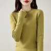 Camisa base redonda elegante e sofisticada para mulheres, malha justa e modeladora, suéter estiloso novo outono e inverno 2026