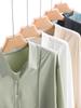 Camisa de Manga Larga de Modal para Mujer Otoño 2025 Simple Holgada Cuello Solapa Adelgazante Top Estilo Minimalista Francés