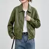Chaqueta de cuero negra para mujer, nuevo estilo otoño 2026, fresca y elegante, sensación de alta gama, chaqueta corta con cremallera para figuras petite