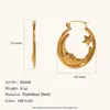 Estilo de Design de Nicho Transfronteiriço Europeu e Americano Brilho Leve Brinco Francês Aço Inoxidável Banhado a Ouro 18K Brincos de Expressão Lua Estrela