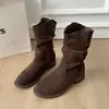 Botines apilados estilo retro desierto con tacón grueso para mujer 2026 nuevo otoño botas vaqueras western botas Chelsea ajustadas