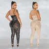 C6272 Transfronteiriço Aliexpress Amazon Moda Europeia e Americana Feminino Cor Sólida Malha Strass Sem Mangas Calça Longa Macacão