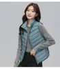 Chaleco de terciopelo para mujer de 90, cuello alto, chaqueta de plumón ligera para mujer, Pinghu al por mayor, talla grande, delgado, ligero, abrigo de invierno, chaleco