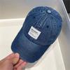 Gorra de mezclilla con visera de mezclilla con letras de parche de estilo coreano para mujer, primavera y otoño, gorra de béisbol de pareja con ala curva para todo tipo de celebridades de Internet, moda