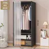 Guarda-Roupa Simples com Tubos de Aço Espessados e Reforçados, Guarda-Roupa de Tecido com Estrutura Totalmente em Aço para Apartamentos de Aluguel, Armário de Armazenamento para Uso em Quarto de Casa