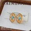 Pendientes de Plata de Ley S925 Estilo Retro Europeo y Americano Elegantes Exquisitos Geométricos de Turquesa Pendientes Versátiles de Lujo Ligero de Alta Gama para Mujer
