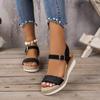 Sandalias Casuales de Cuña Tejida de Moda Nueva con Correa al Tobillo para Mujer Venta al por Mayor Sandalias de Verano