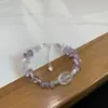 Pulseira de Cristal Natural Ametista Pedra Britada Irregular Pulseira da Moda Nicho Personalizada Pulseira de Cristal Pulseira de Joia