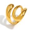 Pulsera Europea y Americana con Personalidad Ins Diseño Creativo Nicho Sentido Acero Inoxidable Chapado en Oro de 18K Anillo Abierto de Serpiente de Tres Capas Francés para Mujer