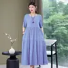 Vestido para Mulheres, Comprimento Médio, Vestido de Verão para Mãe, Vestido Longo de Algodão e Seda Acima do Joelho, Roupa para Mulheres de Meia-Idade, Vestido de Praia Curto-Manga Tamanho Grande para Mulheres