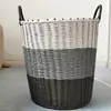 Cesto de Roupa Suja Vime Plástico Imitação de Vime Tecelagem Cesto de Armazenamento de Roupa Suja Cesto de Lavanderia Armazenamento Doméstico Cesta Portátil Caixa Organizadora