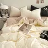 Juego de Cama de Cuatro Piezas, Clase A, Adecuado para Dormir Desnudo, Funda de Edredón de Algodón Lavable, Sábana de Cama de Color Sólido, Juego de Tres Piezas para Dormitorio de Estudiantes, Sábana Ajustable al por Mayor 4