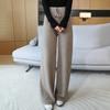 Pantalones de Punto de Lana Pura Seda Oro y Plata de Pierna Ancha para Mujer Holgados Combinan con Todo Ropa Exterior Pantalones Casuales de Cachemira con Cintura con Cordón