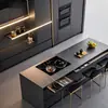 Gabinetes de cocina para toda la casa hechos a medida en Taiwán, gabinetes de sistema de panel integrado para villas, encimeras de isla, personalización de gabinetes de cocina integrados de estilo abierto