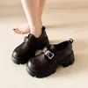 Elegantes Mocasines con Hebilla Estilo Universitario de Inspiración Británica para Mujer, Novedad Principios de Otoño 2026 Zapatos Pequeños de Cuero Versátiles con Suela Gruesa