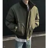 ¡Versión Acolchada! Chaqueta de aviador estilo americano con cuello mao corto, abrigo acolchado de algodón para hombre para otoño e invierno, chaqueta tipo béisbol de trabajo de corte holgado