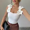 Chal de Mujer Transfronterizo Europeo y Americano 2026 Verano Nuevo Estilo Elegante Casual Decoración Floral Tridimensional Top Tejido sin Mangas
