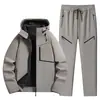 Chaqueta Gruesa Cálida con Forro Polar para Hombre Otoño e Invierno, Chaqueta de Capa Base Suave con Capucha Holgada, Traje de Pareja en Stock