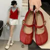 Elegantes zapatos de mujer de punta fina, versátiles zapatos pequeños de piel, nueva colección primavera y otoño 2026, zapatos Mary Jane de suela plana con una sola tira y suela blanda