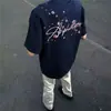 Camiseta de Manga Corta con Bordado de Flor de Ciruelo Americana para Hombre Verano Holgada Versátil Algodón Puro Top Juvenil para Pareja