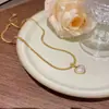 Joyería Transfronteriza Europea y Americana Moda y Exquisito Colgante Nicho Cadena Clavicular No Descolorante Oro de 18K Acero Titanio Accesorios de Collar para Mujer