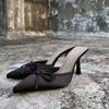 Moda Medias Zapatillas Puntiagudas para Mujer, Sandalias de Verano 2026 con Lazo, Mules de Tacón Alto de Aguja
