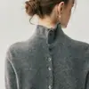Bai Cai Rong 2026 Otoño/Invierno Moda y Sencillo Capa Base de Punto Suéter Cardigan Delgado de Cuello Alto