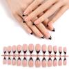 24 Piezas de Uñas Portátiles Estilo Francés, Tiras Desnudas, Uñas Postizas de Gota de Agua, Piezas de Uñas para Manicura, Uñas de los Pies, Piezas de Uñas Blancas y Negras Estilo Francés