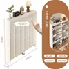 Zapatero estilo crema con puerta abatible para entrada de casa, mueble de recibidor integrado, ahorra espacio, ultradelgado, zapatero de múltiples niveles