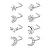 Moda Coreana Mariposa/Estrella/Luna Zircón Micro-Incrustado 7 Caracteres Anillo de Nariz para Mujer Nariz Eaby Amazon Transfronterizo Set
