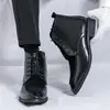 Botas de couro de alta qualidade, bloqueio de cores, de cano alto com zíper e cadarço, estilo business formal, tamanho grande, importadas, nova moda outono e inverno 2024