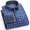 Camisas Masculinas de Outono e Inverno Quentes Xadrez de Manga Longa com Forro de Veludo, Camisas Business Casual para Pessoas de Meia-Idade e Idosos, Roupas Masculinas Plus Size