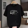 Camiseta Marca de Streetwear Europeia e Americana Cor Vinho Masculina Pesada Manga Curta 2025 Americana High Street Retrô Verão Manga Meia