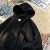 Moletom com capuz cardigan de casal moderno estilo americano para homens, jaqueta casual de outono e inverno com zíper, simples e espessado com fleece para homens e mulheres