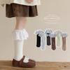 25194 Calcetines de Felpa para Niña Primavera y Otoño Color Sólido Encaje Grande Estilo Lolita Ballet Calcetines Coreanos de Otoño para Niña