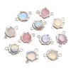 Colgante doble de halo de piedra de ojo de gato de aleación, hecho a mano, pulsera, collar, joyería, accesorios con cuentas, material al por mayor