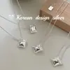 Estilo Japonês e Coreano Design de Nicho Joias de Prata Prata Esterlina S925 Colar Quadrado com Laço Estilo Feminino Fresco e Doce