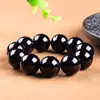 Pulseira preta brilhante de jade 20mm para homens, versátil e elegante para o dia a dia, fio de contas de jade, presente perfeito S-569