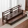 Suporte de armazenamento para conjunto de chá feito de madeira de nogueira norte-americana, prateleira de exposição de camada dupla, escorredor para bule de chá de madeira maciça estilo chinês e xícara de chá de argila roxa