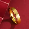 Oro Arena Vietnamita Popular Europeo y Americano Anillo de Gypsophila Brillante Escarchado Personalizado Joyería de Pareja Fabricante de Suministro de Yiwu