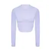 Dq220 Top de Yoga Floral com Desconto e Bojos, Manga Longa Ajustado ao Corpo, Roupa Fitness Amiga da Pele, Top Casual Esportivo