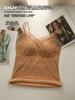 8042 Chaleco Cálido de Encaje con Tirante de Terciopelo Una Taza Base Calefactora Ropa con Forro Polar Engrosado Sexy Talla Grande Espalda Bonita