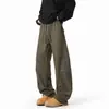 Pantalones de trabajo retro americanos 2026 para hombres y mujeres, marca de moda, corte limpio, pantalones casuales versátiles de pierna ancha recta, diseño simple